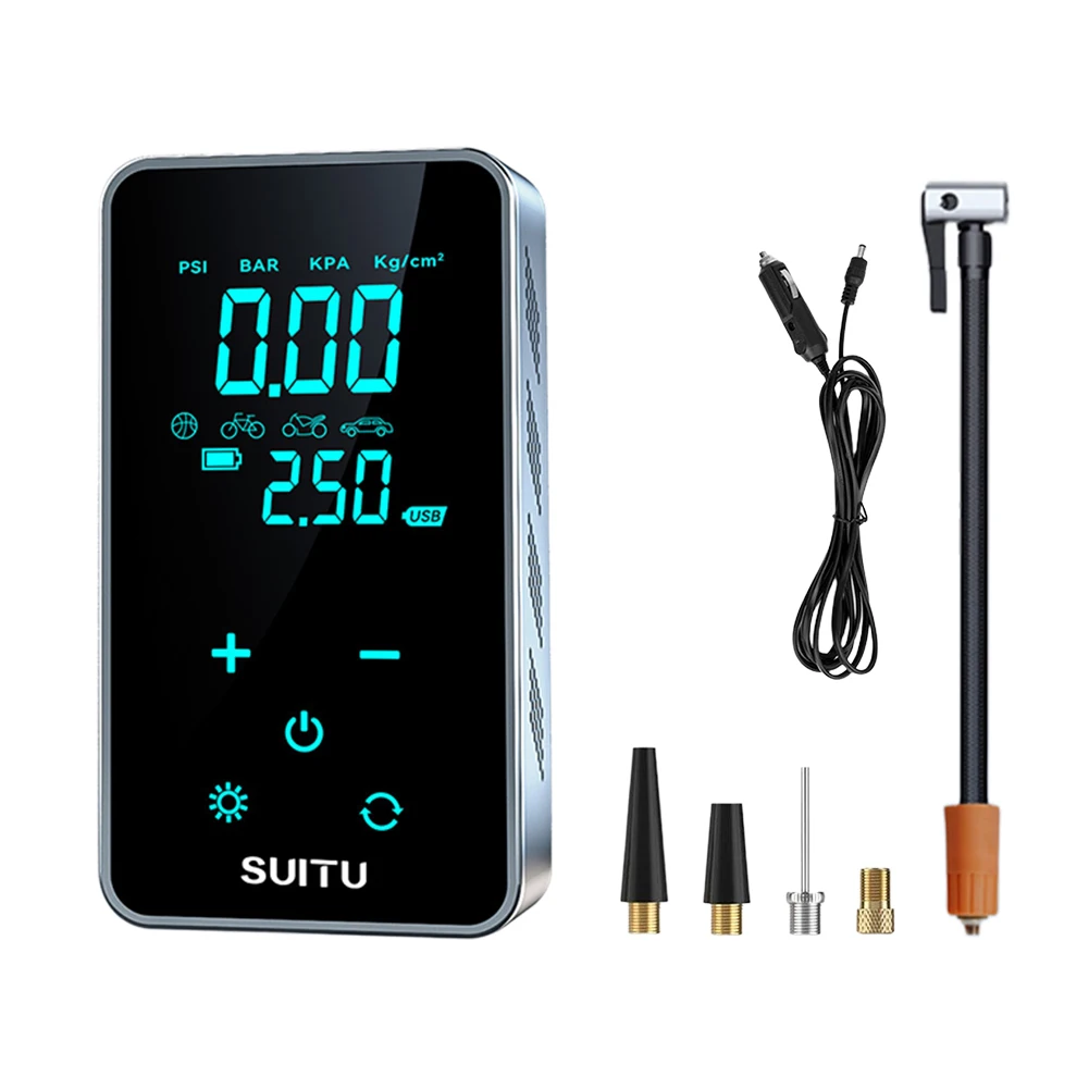 Car Tire Inflator 150PSI Portable Tyre Inflator LCD Display Electronic Inflatable Pump High Precision 1800MAH for Motorcycle Car