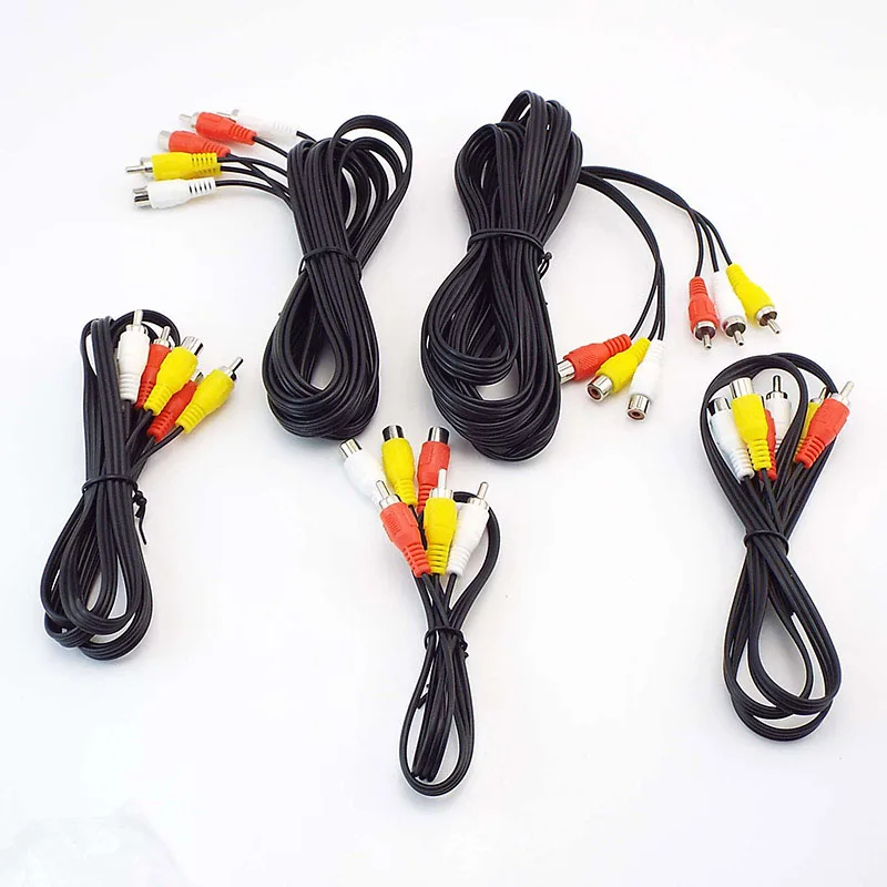 3 RCA to 3 RCA Cable Audio Video AV Male to Female Extension Cable Audio Cables E1