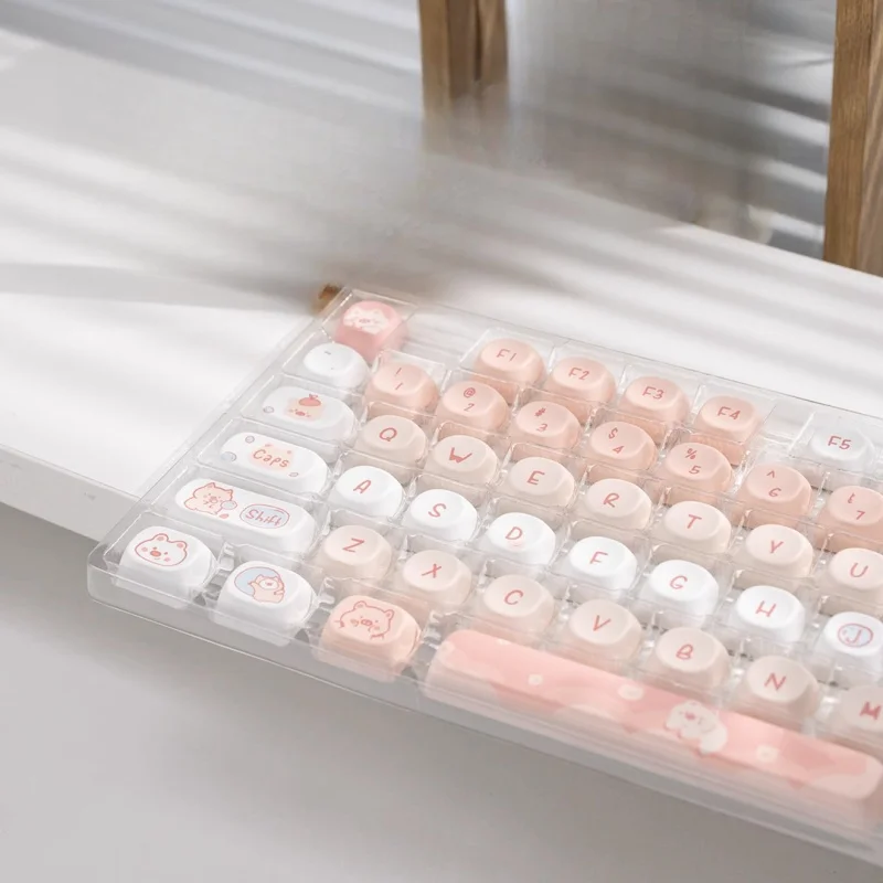 Pink Piggy Keycap Moa Height 132 Keys Pbt Material Heat Sublimation Cross Mouth Mechanical Keyboard Accessories Cartoon Cute