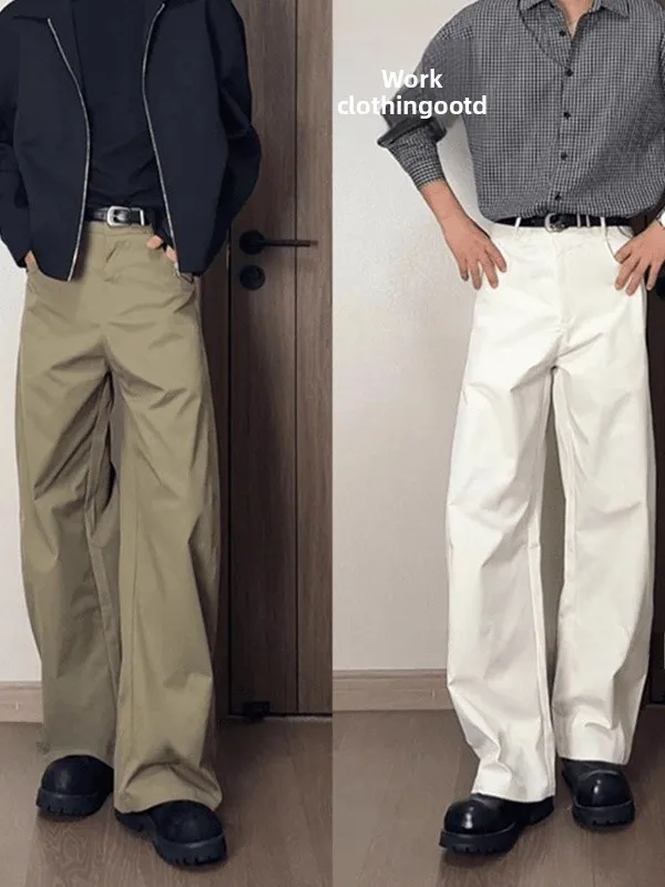 

Мужские рабочие брюки Cleanfit Military, осенние, расклешенные, прямые, с высокой талией, широкие штанины, длинные, с дизайнерским декором в виде ножей, повседневные