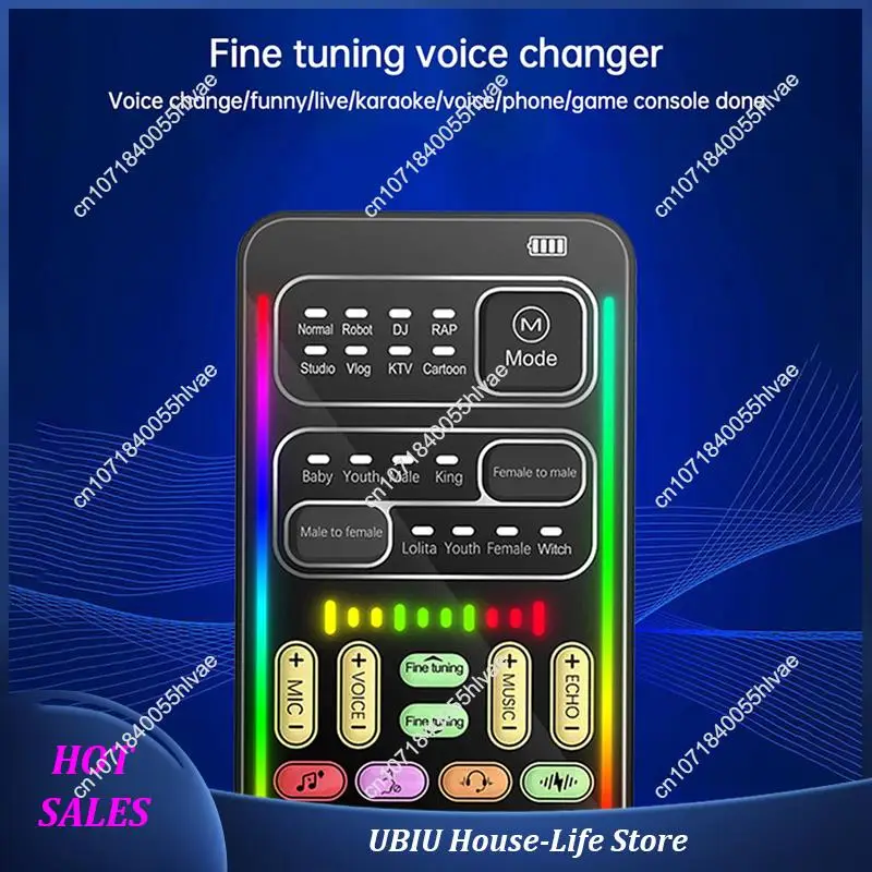 

10X I9 Voice Changer Full Kit Multiple Audio Effect Bluetooth Live Sound Cards Ultra-Thin Live Sound Card Mic Tool-Best Selling