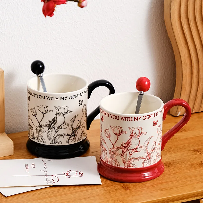 Vintage Ceramic Mug Couple Cup Home Office Water Cup Coffee Cup Girls Gift Holiday Souvenir Ceramic Mug High Value Coffee Mug