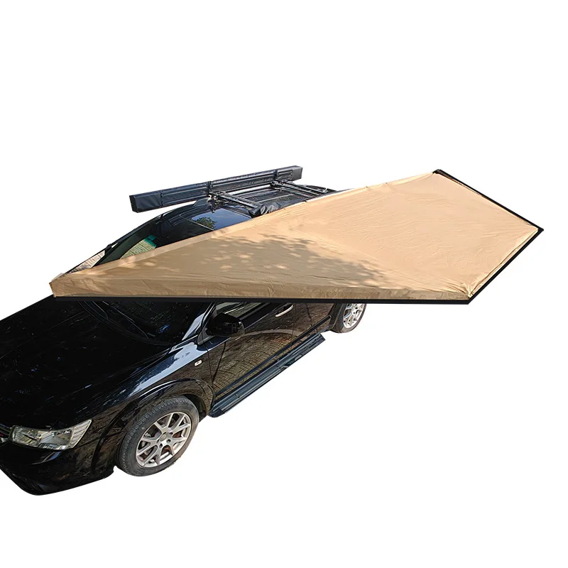 180-degree Fan-shaped Quick-opening Canopy Camping Side Tent, Rain and Sun Protection, Sunshade with Light, Car-side Tent