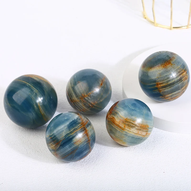 

Natural Blue Onyx Crystal Ball, Reiki Healing Sphere, Stone Meditation, Therapy, Home Decoration Gifts, 1 Pc