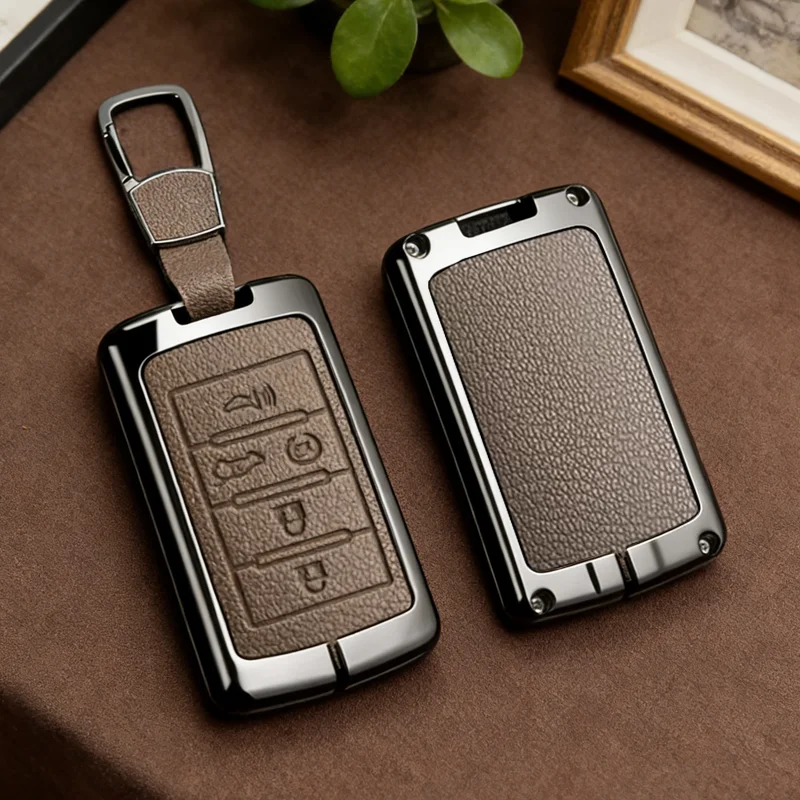 Zinc Alloy for Jeep Grand Cherokee L Wagoneer for Grand Cherokee L 5 Button Car Key Case Cover Holder Fob Keychain Accessories