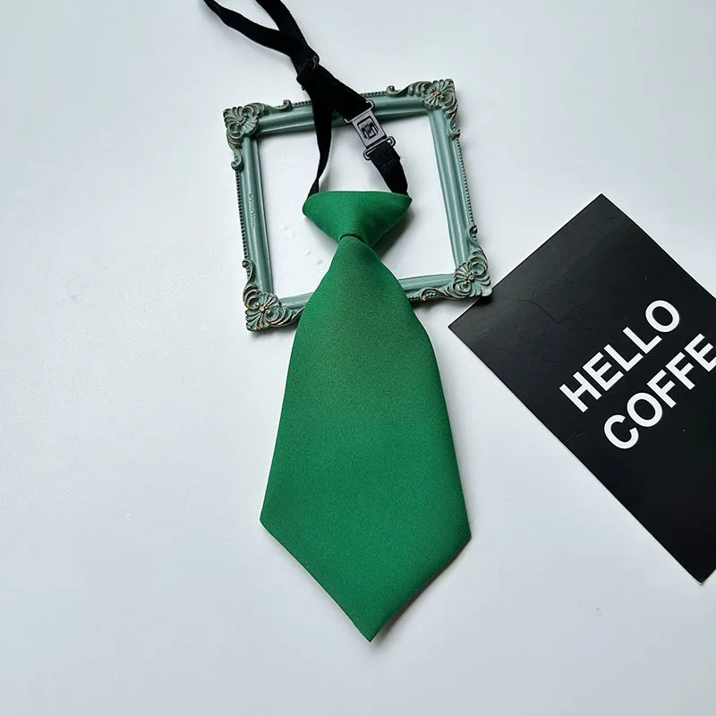 College Style Solid Color Short Tie for Girls and Boys Handsome Personalized Trendy Short Style Small Tie Shirt Decorative Tie image 3