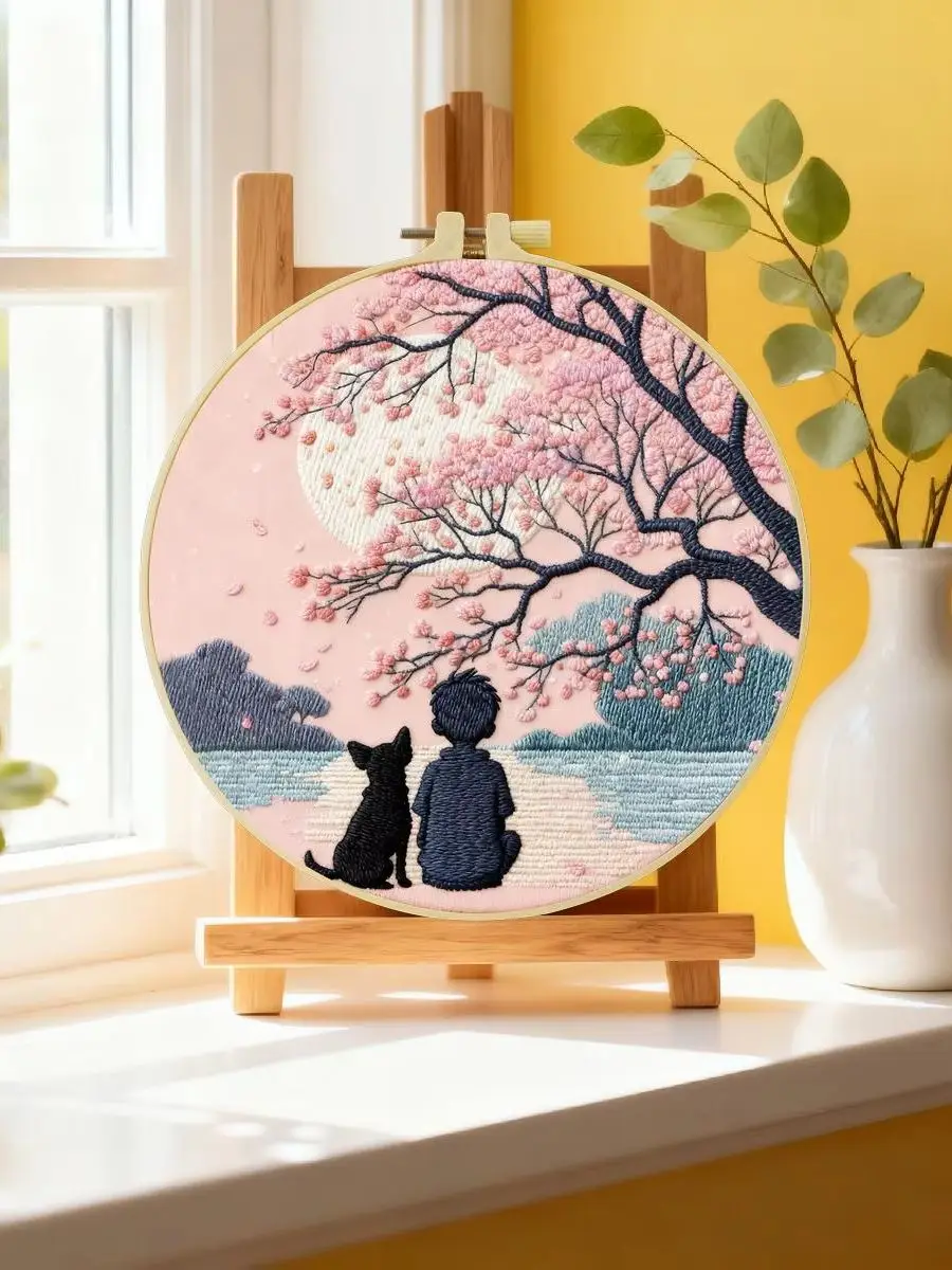 1 Stück 20X20CM/15X15CM 7,87/6,3 Zoll Meeresblick Stickerei Starter-Kit DIY-Kit Stickerei-Set für Anfänger – Detail 6
