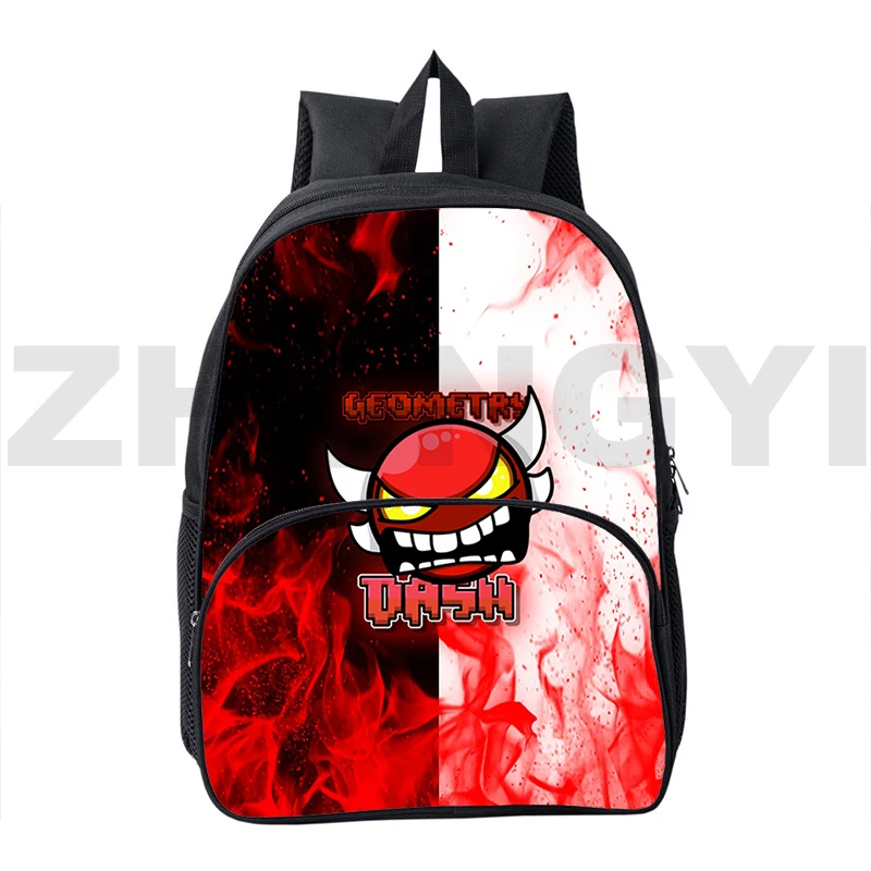 

Preppy Bookbag 3D Print Anime Angry Geometry Dash Backpack Cool Cartoon Canvas Men Mochila 12/16 Inch Children Gift Schoolbags