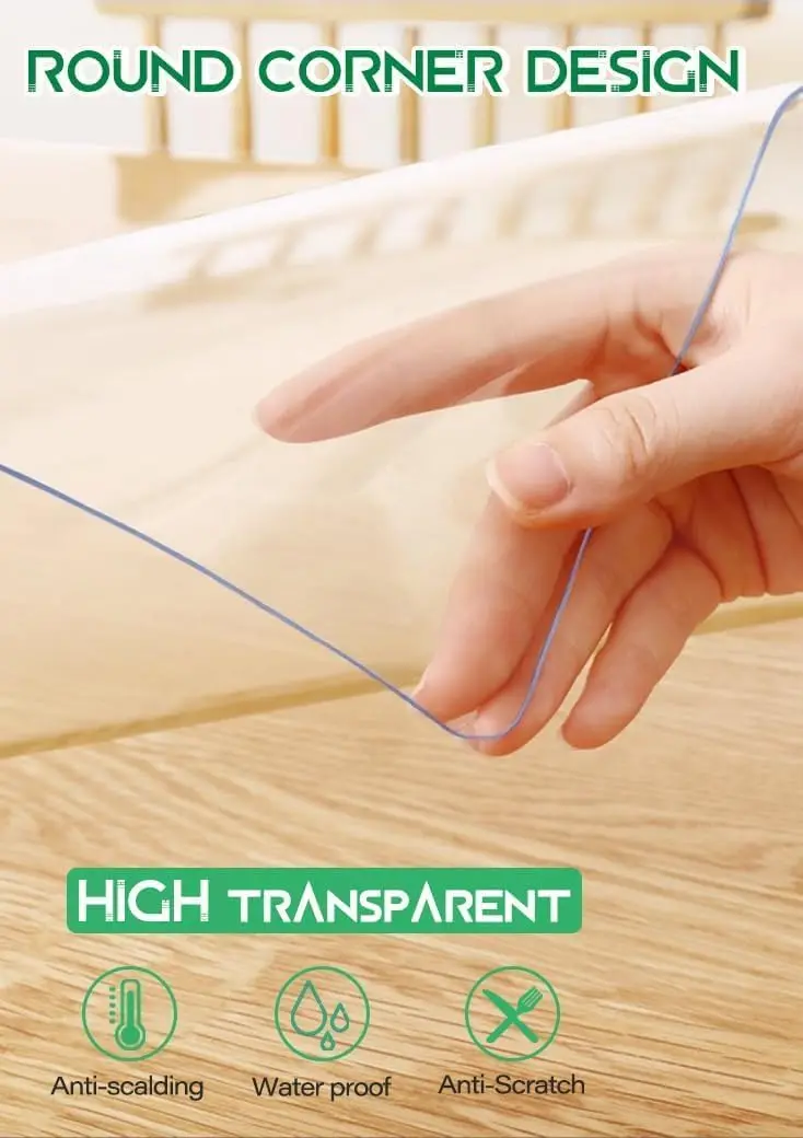 ผ้าคลุมโต๊ะพลาสติกพีวีซีสีใสขนาด40X80นิ้วผ้าคลุมโต๊ะทานอาหารผ้าคลุมโต๊ะไม้เฟอร์นิเจอร์ท็อปเปอร์โปร่งแสง