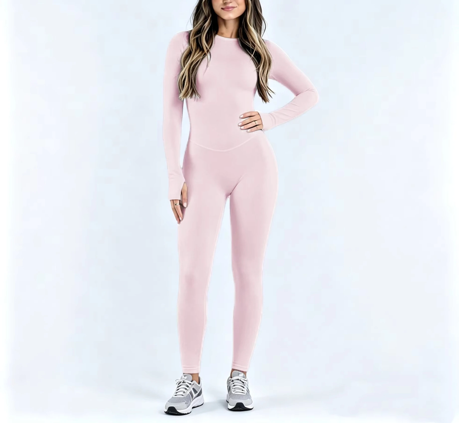 Impact Langarm-Hose Einteiler-Jumpsuit für Damen Rückenfrei Schlanke Passform Elastische Bauchkontrolle Yoga Fitness Sport Workout Bodysuit – Detail 7