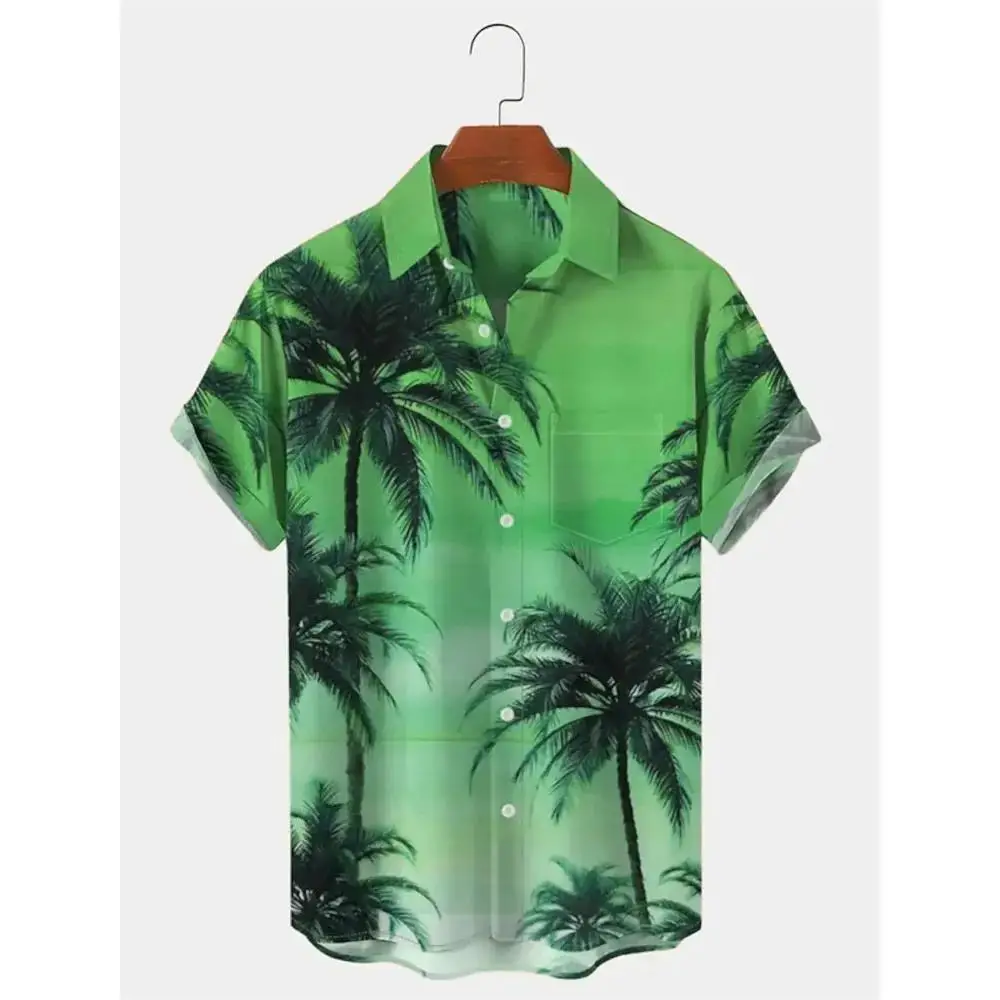 2025 Grafisch overhemd voor heren Prints Palmboom Zomer Hawaiiaanse Turndown Outdoor Straat Korte mouwen Button-Down Print Kleding