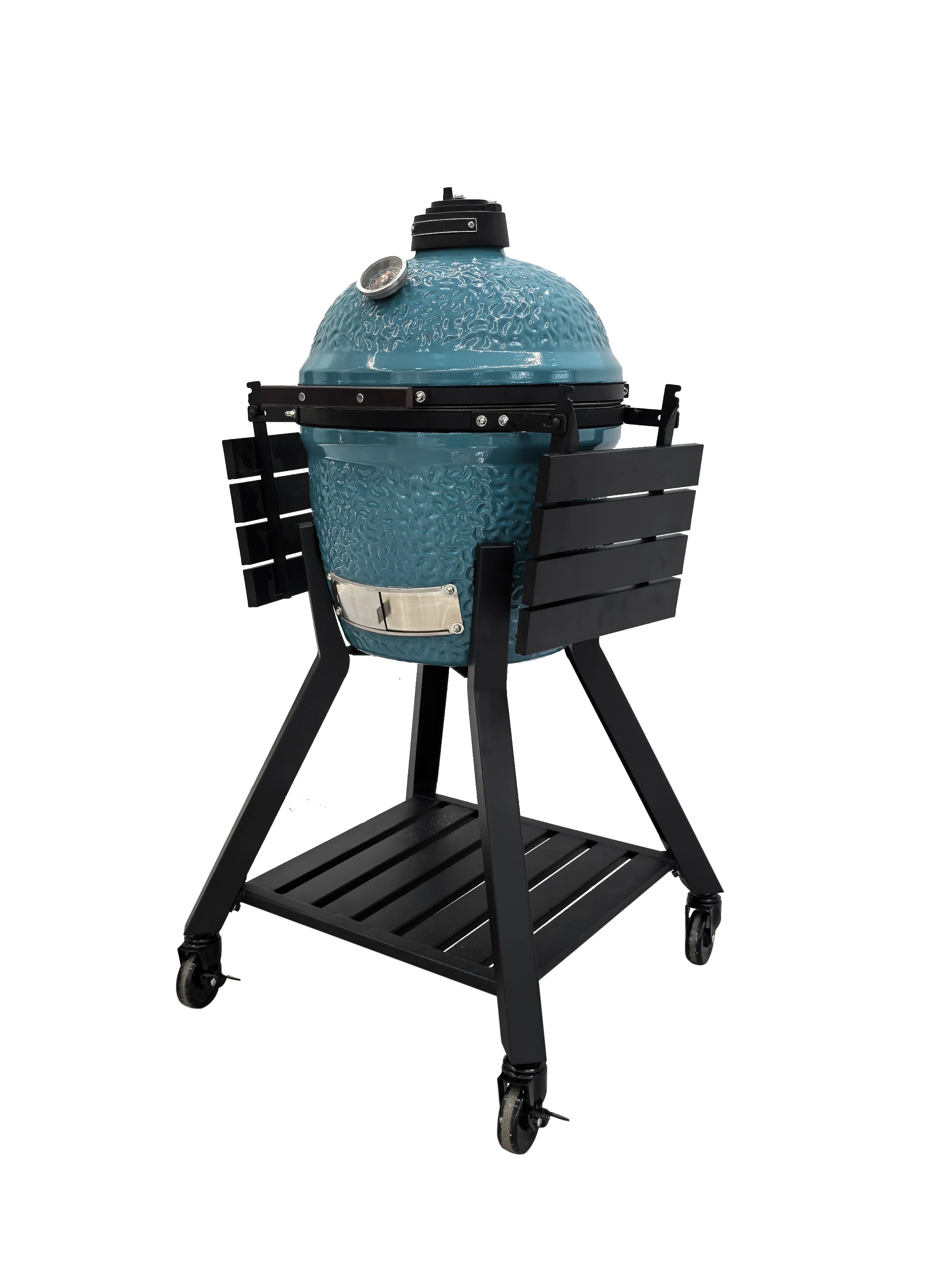 شواية فحم المطبخ على الطراز الحديث مقاس 16 بوصة من الشركة المصنعة باللون الأزرق الفاتح اللامع على شكل بيضة من السيراميك