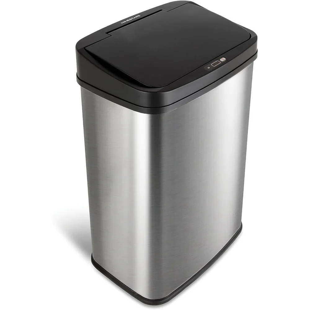 

NINESTARS DZT-50-28 Automatic Touchless Motion Sensor Rectangular Trash Can, 13 Gal, Black Trim