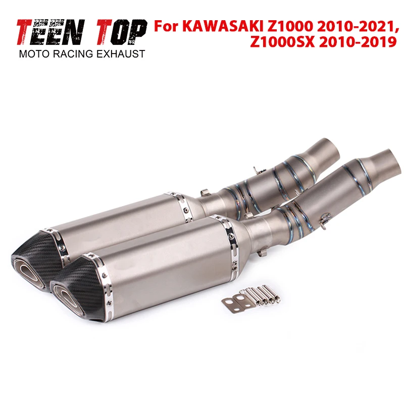 Slip-on Motorcycle Exhaust Pipe For Kawasaki Z1000 2010-2021 51mm Middle Escape Moto Tube Exhaust Silencer Muffler Z1000SX 10-19