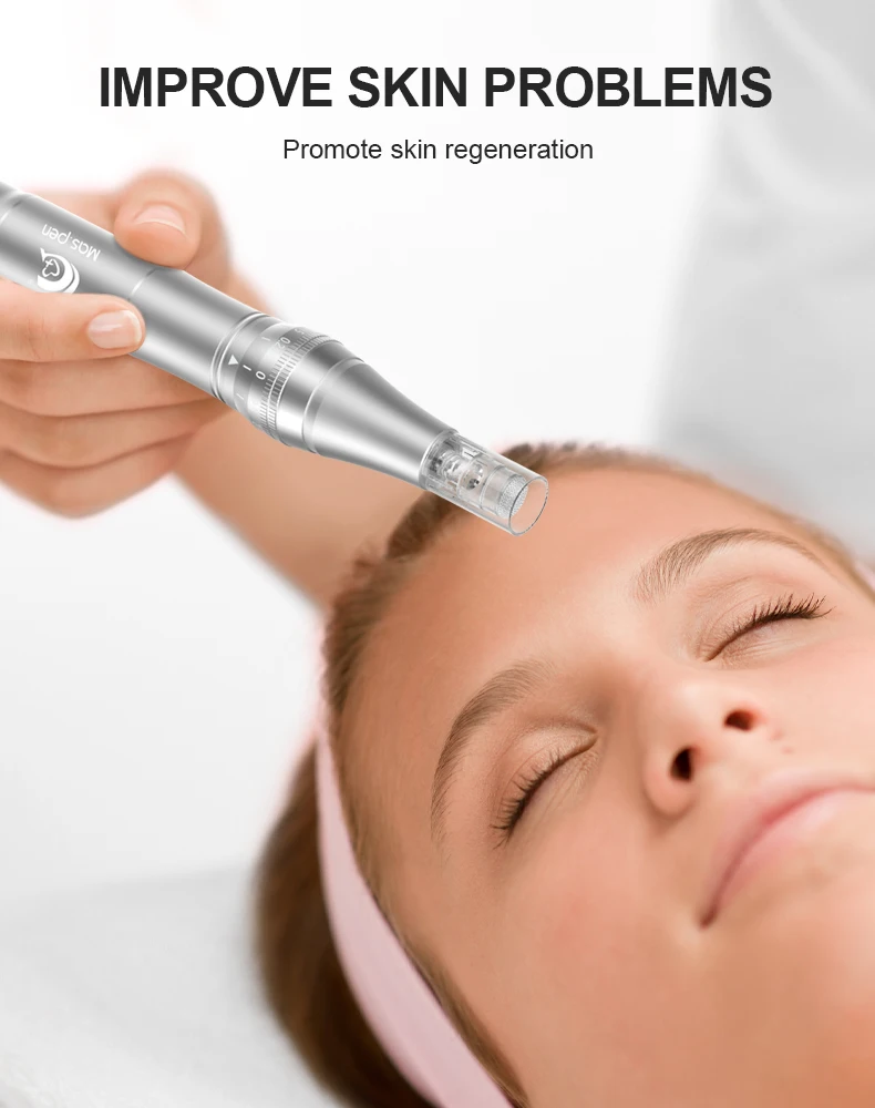 Microneedling Pen Elektrischer Derma-Stift mit 12 Ersatz-Dermapen 36-poligen Patronen, verstellbare Microneedle Professional Dermapen – Detail 4