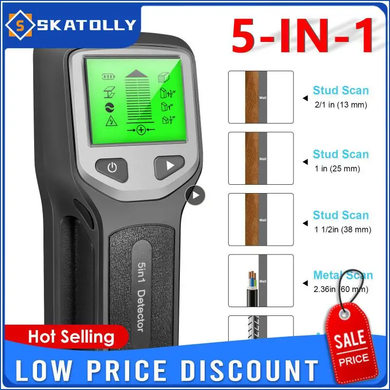 In 1 Stud Finder Wall Wood Scanner Metal Wire Cable Detector Pipe Tester Meter Electric Automatic Alarm Stud Finder