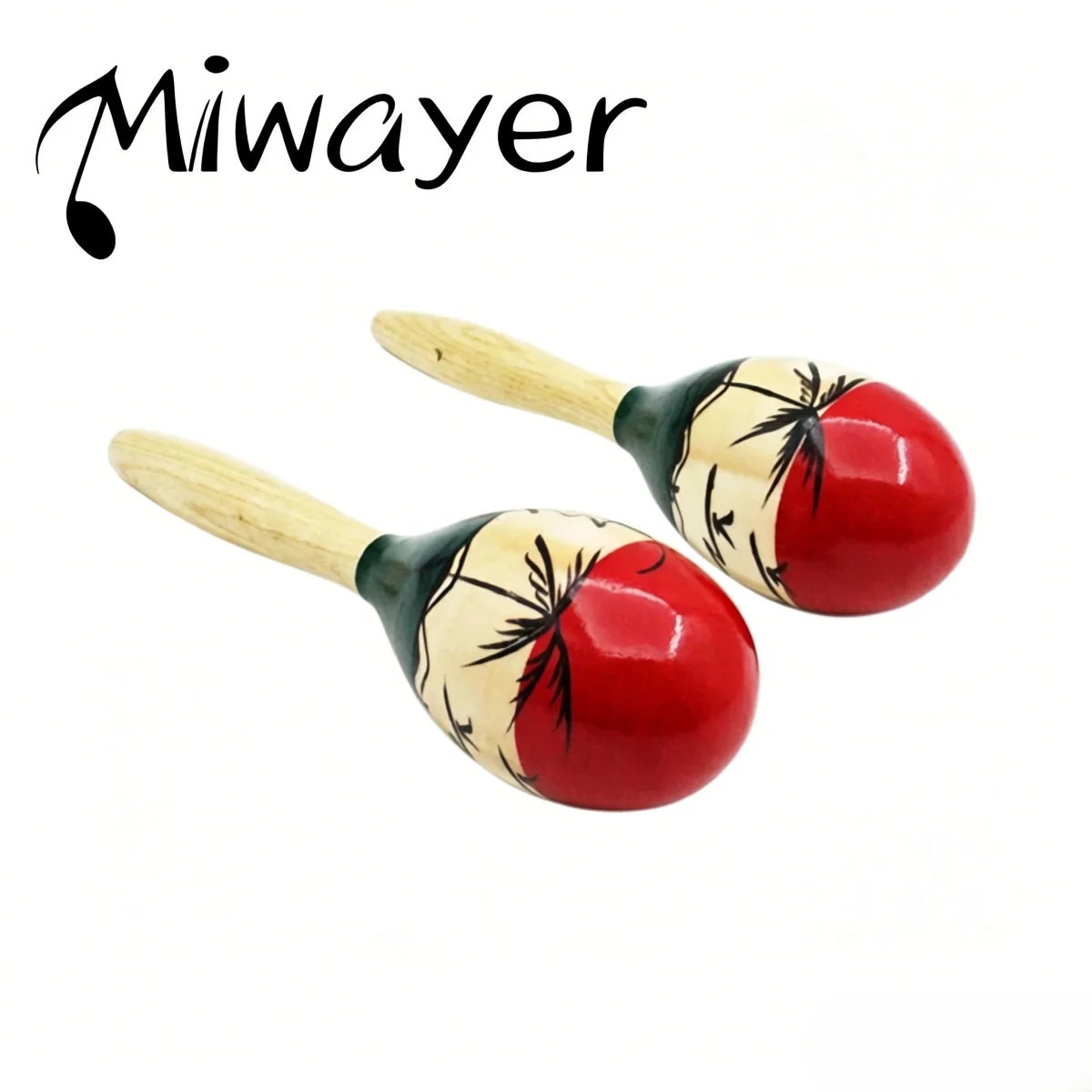 Miwayer 1 par de maracas de madera coloridas, agitadores de percusión para fiestas tropicales, martillo de arena de madera, instrumento musical, regalo para adultos y niños
