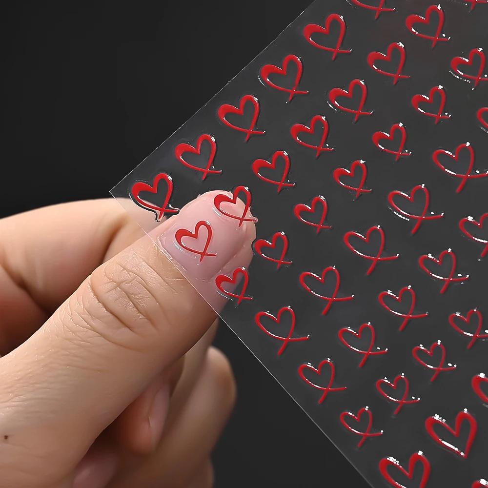8 pçs 3d amor coração adesivos de unhas rosa branco dia dos namorados oco estrela coração design decalques de unhas auto-adesivo manicure suprimentos
