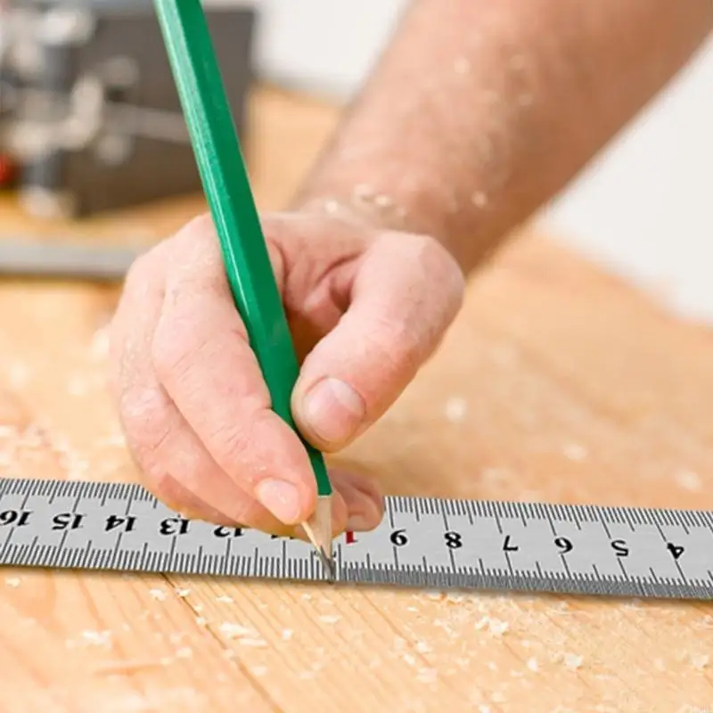 L9BE Metal Straight Ruler Stainless Steel Ruler with Double Scale Measuring Tool