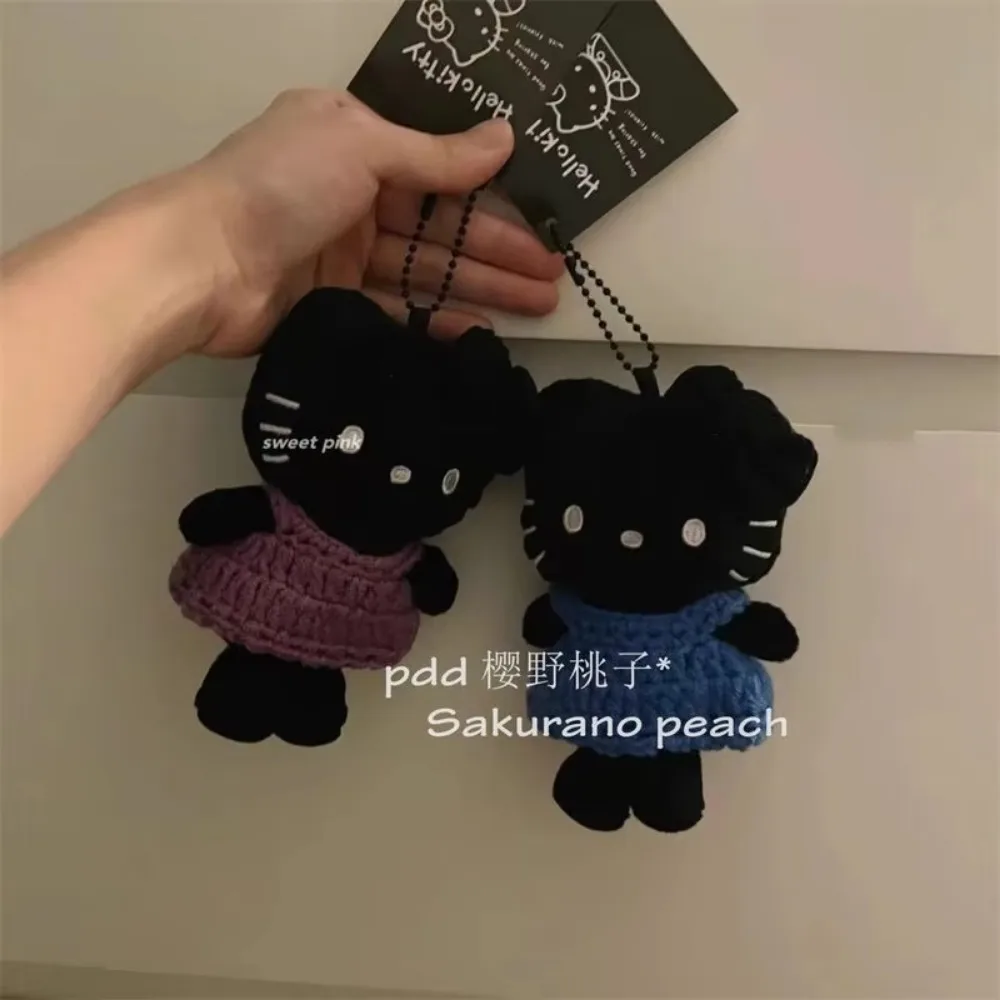 Hello Kitty pluche sleutelhanger echte Miniso handgemaakte trui schattige tas pop knuffels hanger rugzak decoratie accessoires cadeau