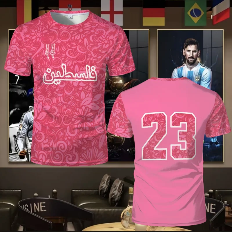 

Fashionable 2025 Football Suit Summer Trendy Round Neck 3D Printed Outdoor Sports Breathable Large Uniex Loose T-shirt Moto