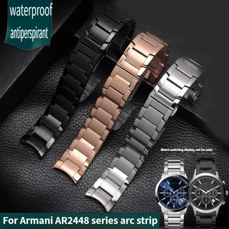 22 мм для ремешка часов Armani AR2447 AR2448 AR2432 AR2433 AR2434 AR2473 металлический браслет для мужчин, аксессуары из цельной нержавеющей стали