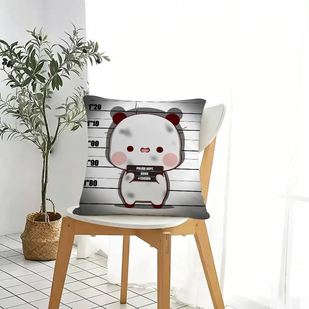Cute panda BuBu DuDu  Square Double-Sided printed Pillow Case Bedroom Bedside Pillow Sofa Cushion Cover Gift