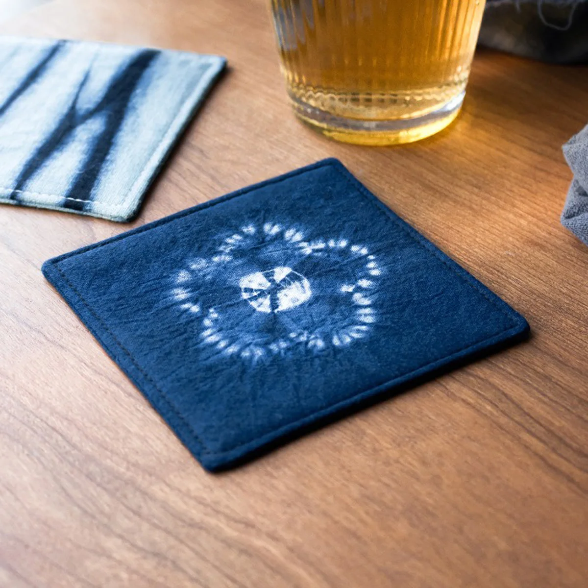 

Handmade blue dyed cloth, thickened cotton insulation, tea table mat, cup mat, ethnic style, suitable for gift giving