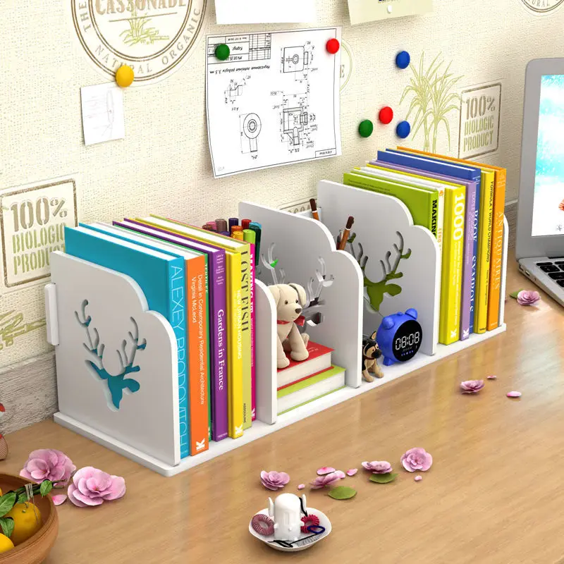 Desktop Small Bookshelf Student Book Stand Simple Table Shelf Children's Desk Office Storage Box Cartoon Small Bookcase