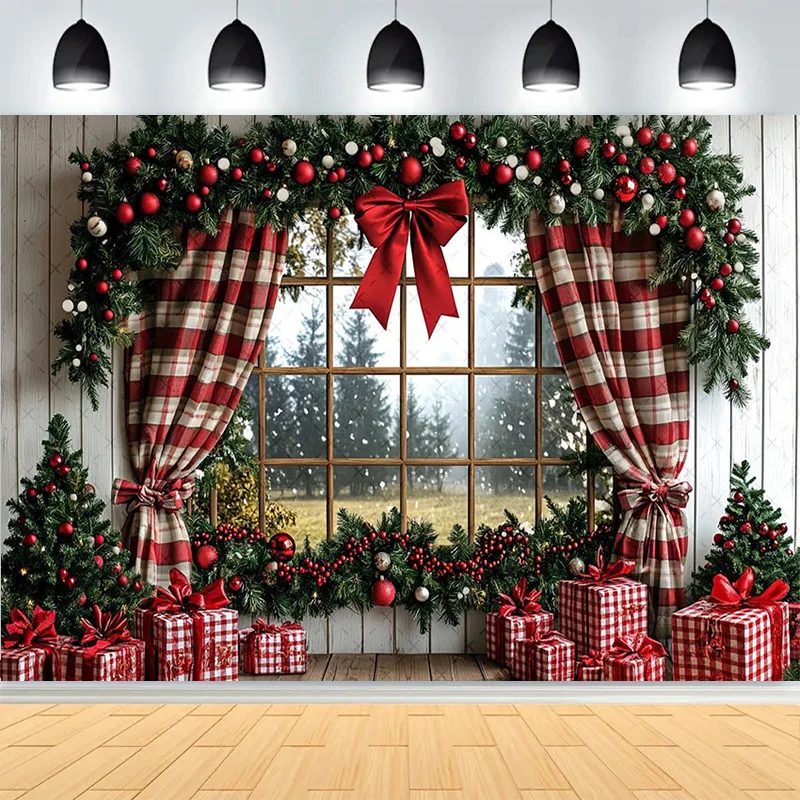 Winter Christmas Atmosphere Windows Photography Background Merry Christmas Glow Christmas Little Studio Backdrops AG-47
