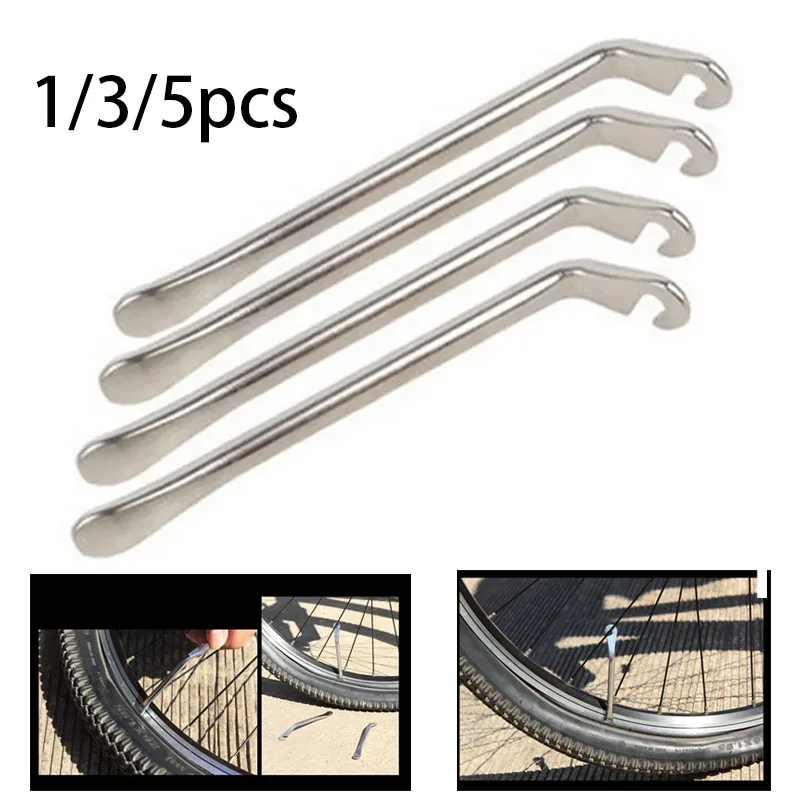 1/3/5 Pezzi Leva Smontagomme Bici in Acciaio Inossidabile, Attrezzo per la Rimozione del Tubo, Strumento di Riparazione Ruote MTB e Bici da Strada, Apri Pneumatici Bici