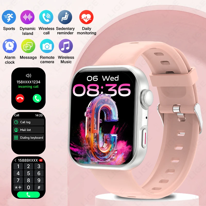 2026 LIGE Smart Watch 1.83" HD IPS AMOLED Screen Waterproof Multiple Sports Mode Fitness Tracker Wireless Calling men smartwatch