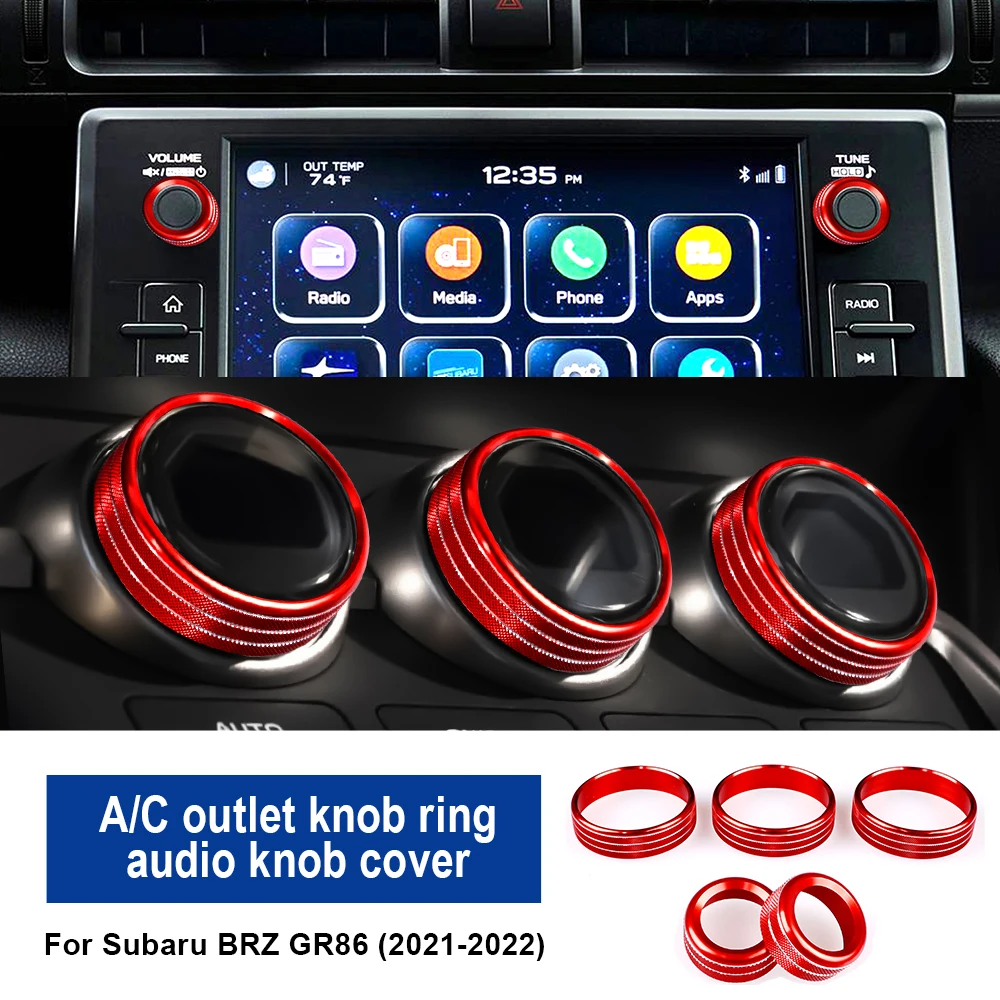 For Subaru BRZ GR86 2021 2022 2023 2024 Car Air Condition Switch Knob Cover Sound Knob Cover Aluminum Alloy Audio Knob Trim Ring