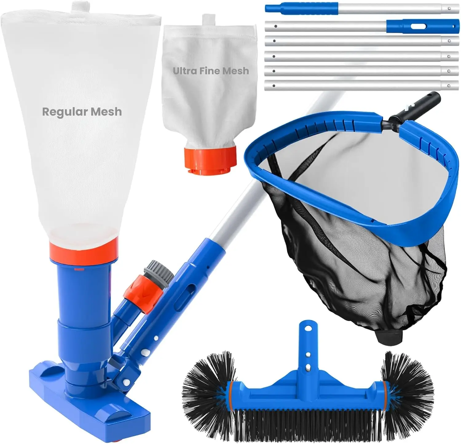 Complete Pool Cleaning Kit with Vacuum, Pole, Rake & Brush for Inflatable and Above-Ground Pools