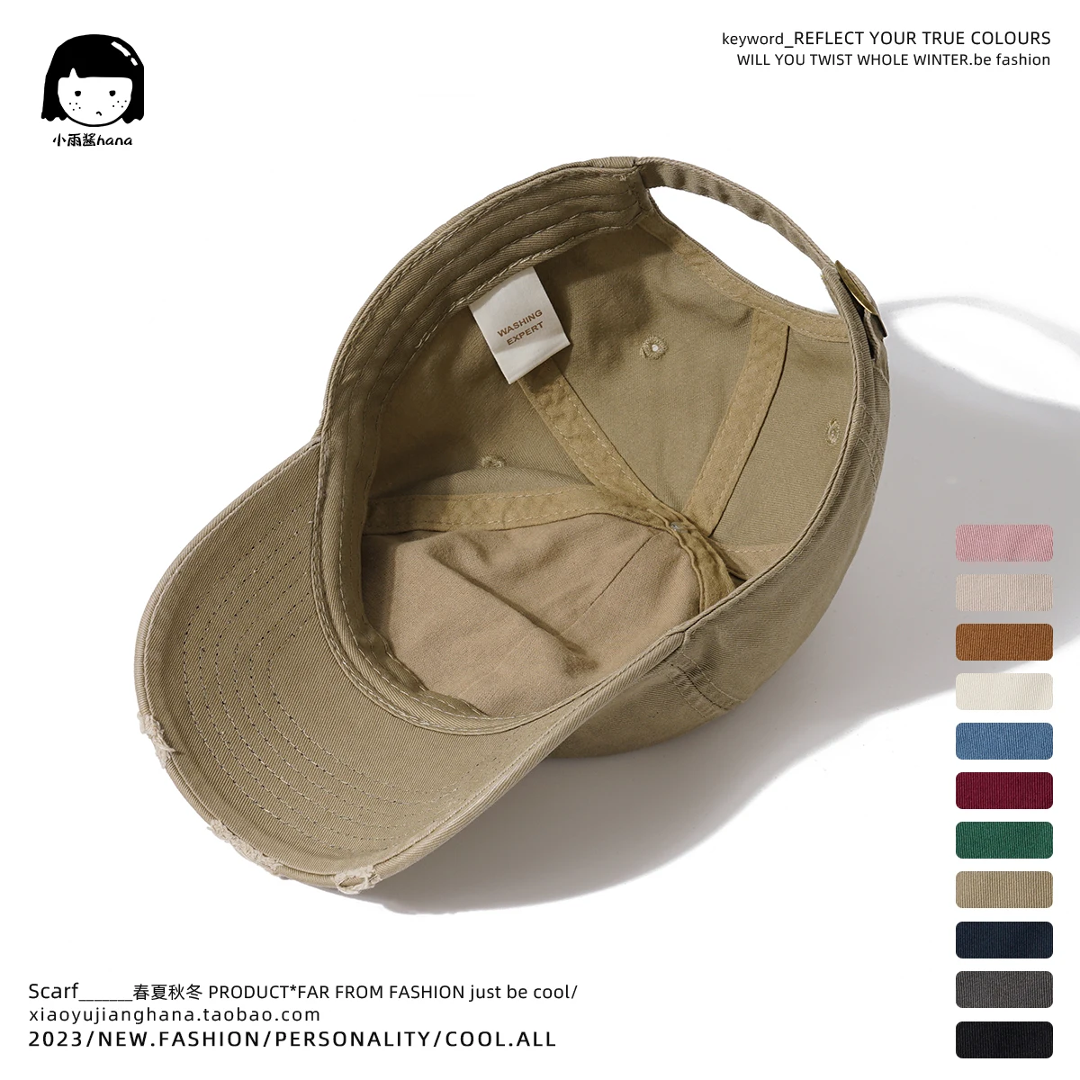 Japanese Style Workwear Washed Basic Peaked Cap Female Hong Kong Style Ripped Distressed Baseball Cap Male