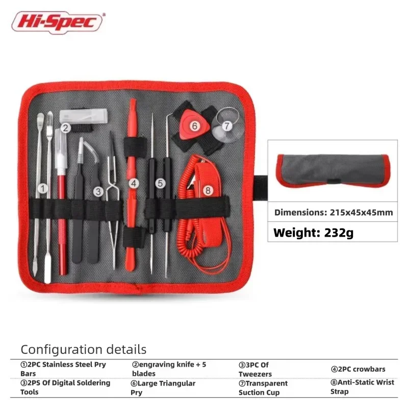 Hi-Spec 14PC Professional Electronics Repair Maintenance Tool Kit Hardware Toolboxes  Network Cable Hand Tool Sets