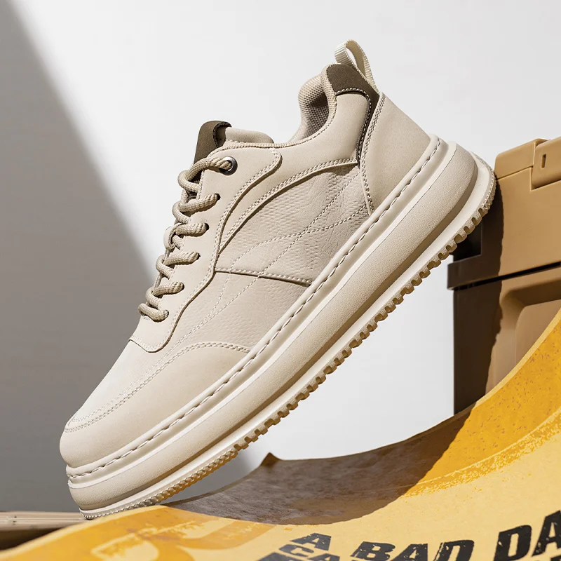 

Casual shoes Men's split Leather Shoes 2025 New White Red Bottom Simple Lace up oxfords Shoes outdoor sneakers for man