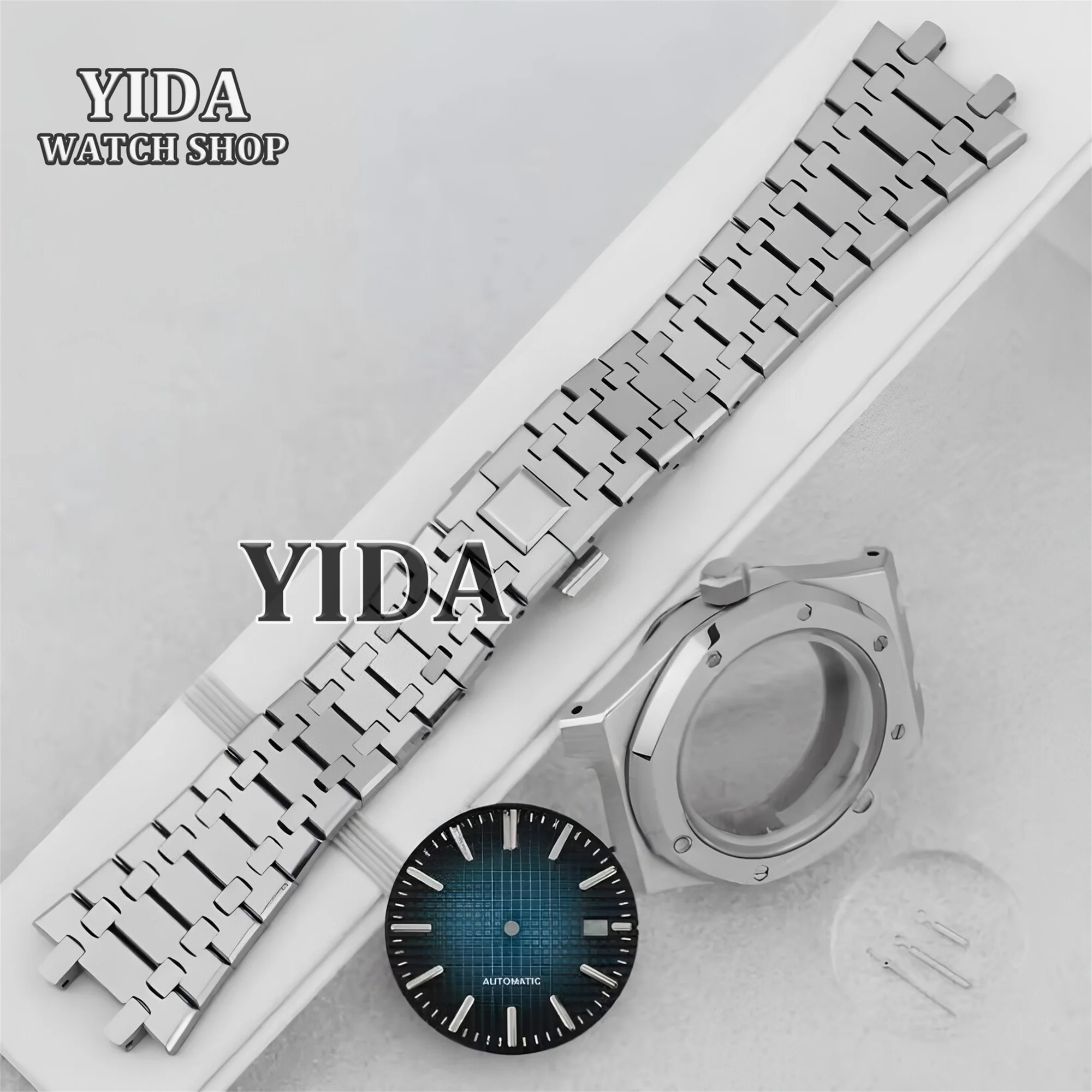 41mm NH35 Watch Case Strap Sapphire Crystal Stainless Steel 10ATM Waterproof for Royal Oak 31.8mm Dial NH35/NH36/4R36 Movement