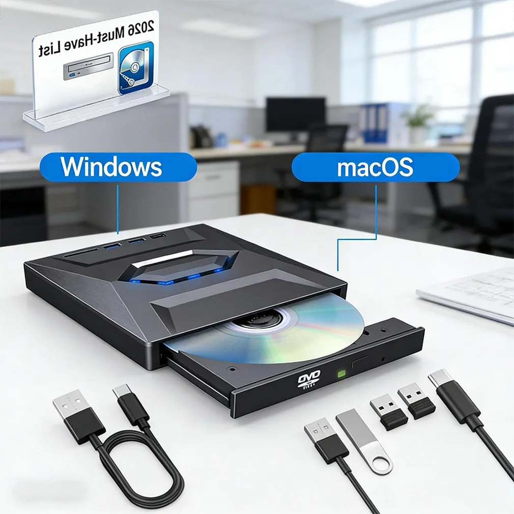 

USB 3.0 External Player 7-in-1 Multifunctional DVD BD CD Burner SD TF Card Reading Function Drive for PC Laptop No Bluray