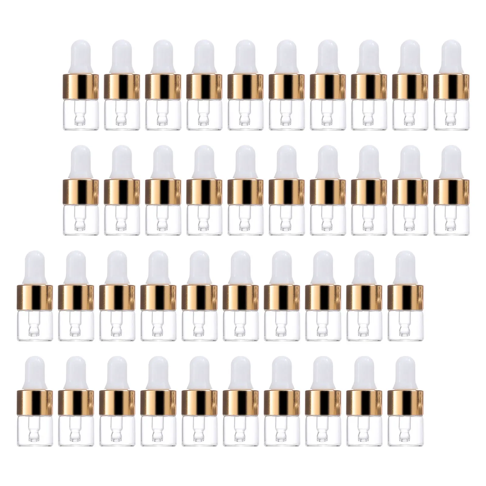 

50Pcs Mini Glass Essential Oil Dropper Bottles Clear Small Refillable Sample Containers Travel Liquid Bottles Accurate