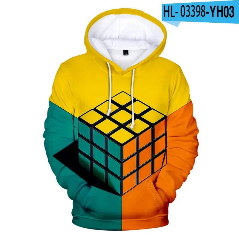 3D Rubik'S Cube Men'S Hoodie Fashion Pullover Pop Singer 3D Sweatshirt Autumn Winter 2024 New MN4