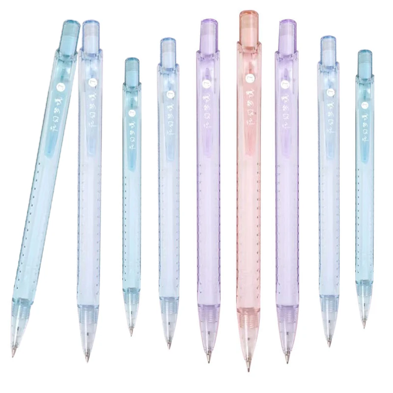 

4Pcs 0.5/0.7mm Automatic Pencil Elementary School Activity Pencil High Aesthetic Value Colored Transparent Pen Holder