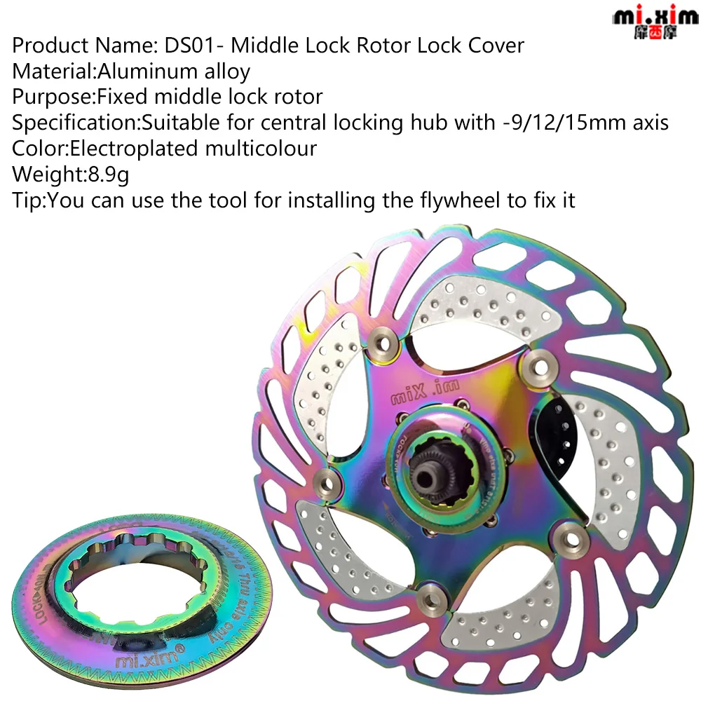 Mi.Xim Rotor Cover Center Lock Disc Brake Hub Rotor Lockring for 9/12/15mm Axle Middle CenterLock Cover Ring Cycling Accessories