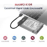 Maiwo K104 HDD SSD Enclosure USB 3.0 To SATA 3.0 HDD Hard Drive Enclosure Support 2.5 Inch (Black)