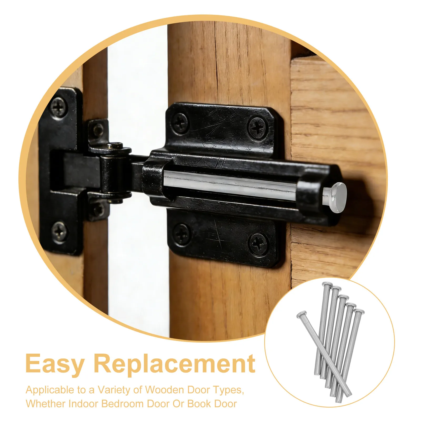 6Pcs Stainless Steel Hinge Pins 3.6 Inch Removable for Wooden Doors Interior Door Hinges Heavy Duty Detachable Hinge Replacement
