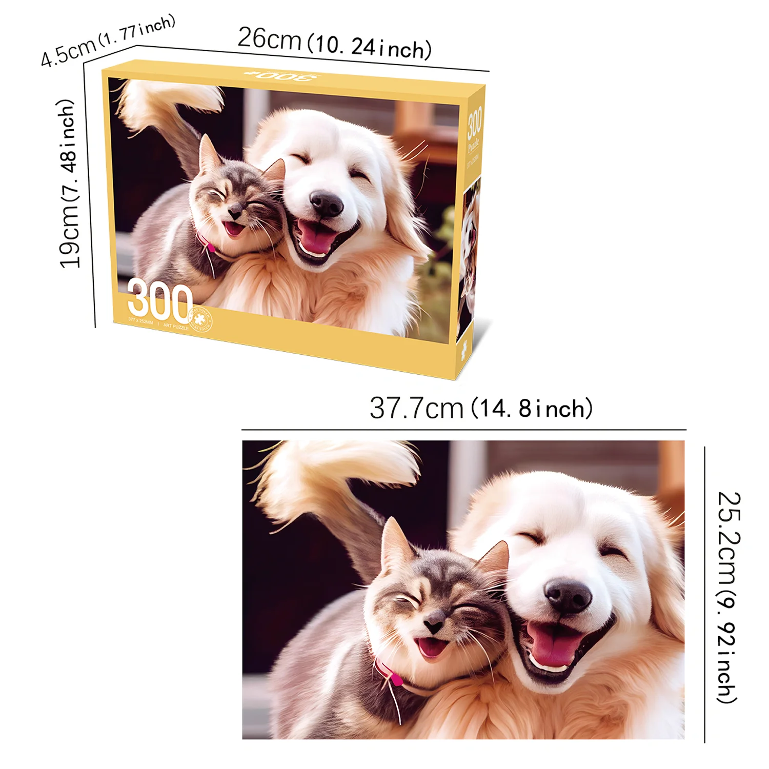 300pcs Happy Puppy Kitten Velvet Material Floor Jigsaw Puzzles for Adults Home Decor Games Family Fun Educational Toys for Kids