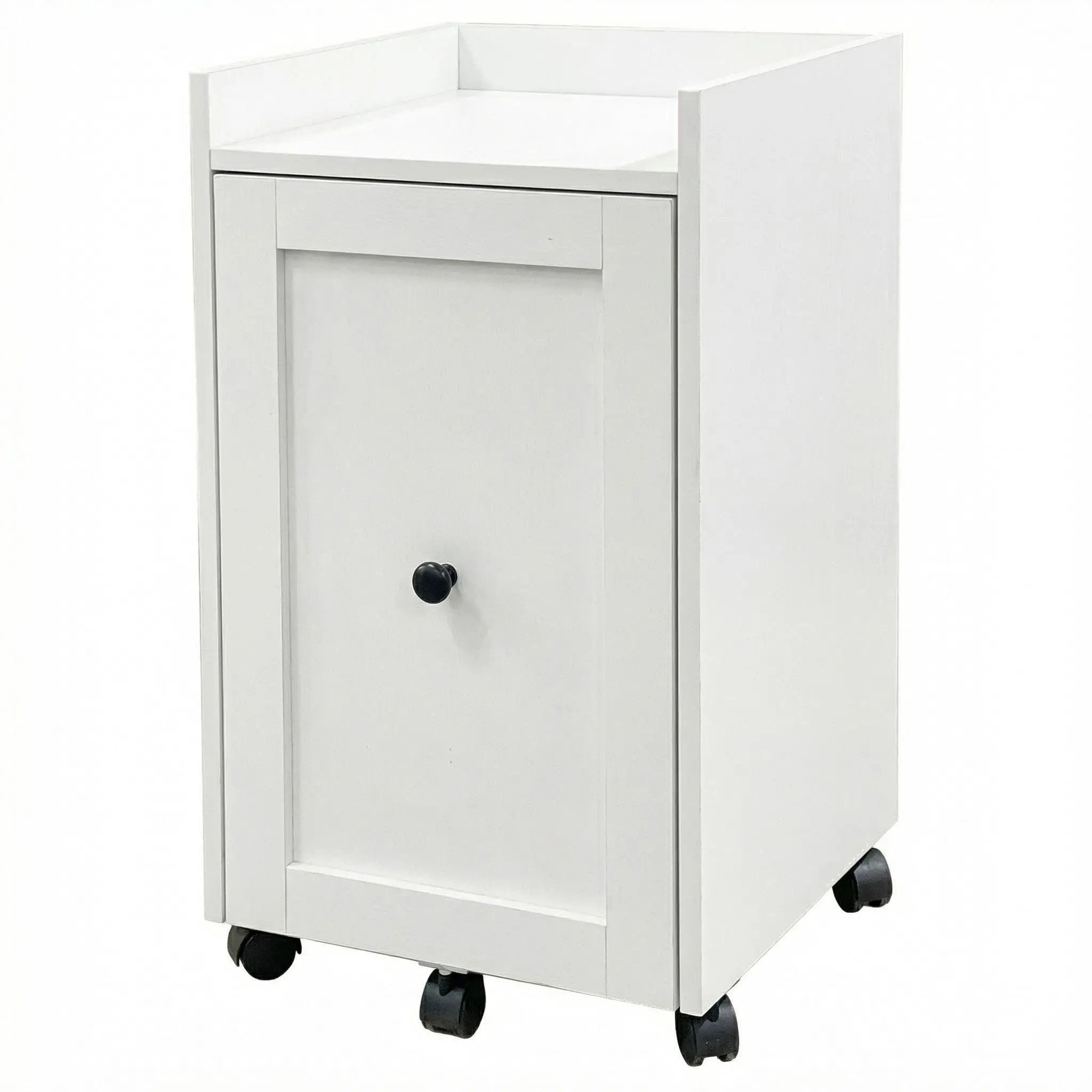 Arvolia Rolling Bookcase with Pull-Out Doors and Lockable Wheels, Mobile Storage Cabinet for Home Office, Living Room or Bedroom