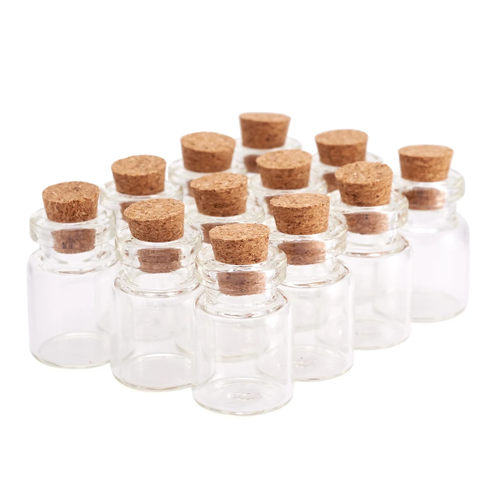 20pcs Clear Glass Jar Wishing Bottles Vials with Cork Stopper Bead Containers 22x15mm 16x22mm