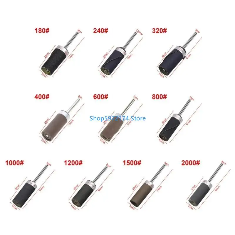 Y3NB Practical Sandpaper Rods Sticks 3mm Shank Cylinder Sandpaper Rod Grinding for He