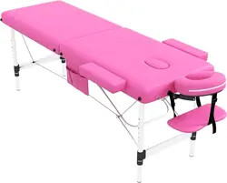 Mesa de masaje portátil, cama de masaje de 26 libras, ligera, plegable, para tatuaje, cuidado Facial, Spa, marco de aluminio, color rosa